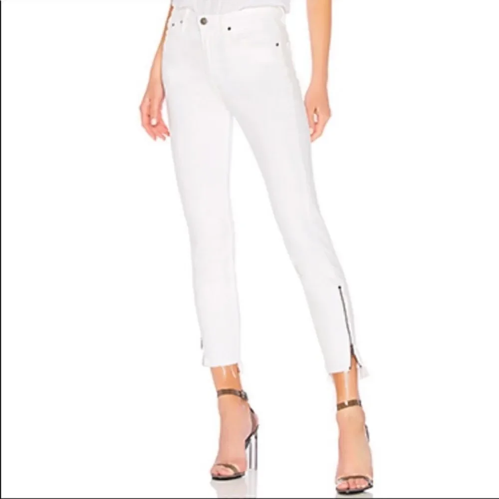 Free People White Zipper Ankle Skinny Jeans 27